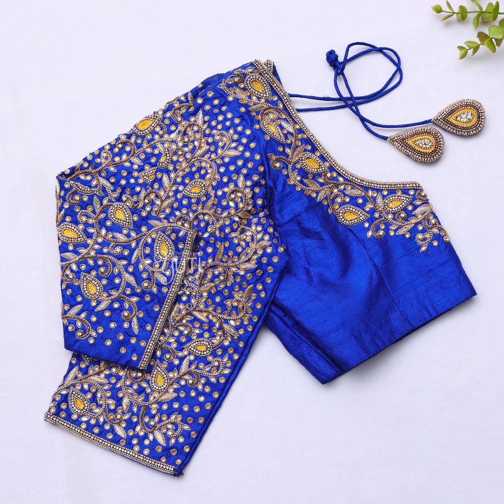 Dark blue sale blouse designs
